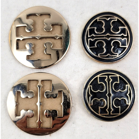 Tory Burch Gold Metal Logos Medallions Buttons Set of 4 Shoes Bag Upcycle Repair - Picture 1 of 6